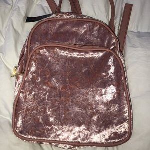 BNWT Pink Crushed Velvet Small Backpack